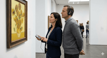 Self-guided Munich audio tour by Uvamai Niche Tourism, featuring headphones and map for exploring the city independently.