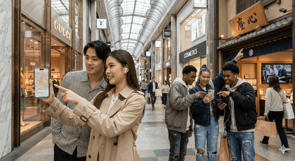 Osaka Self-Guided Audio Tour by Uvamai Niche Tourism featuring headphones and a smartphone displaying the tour app.