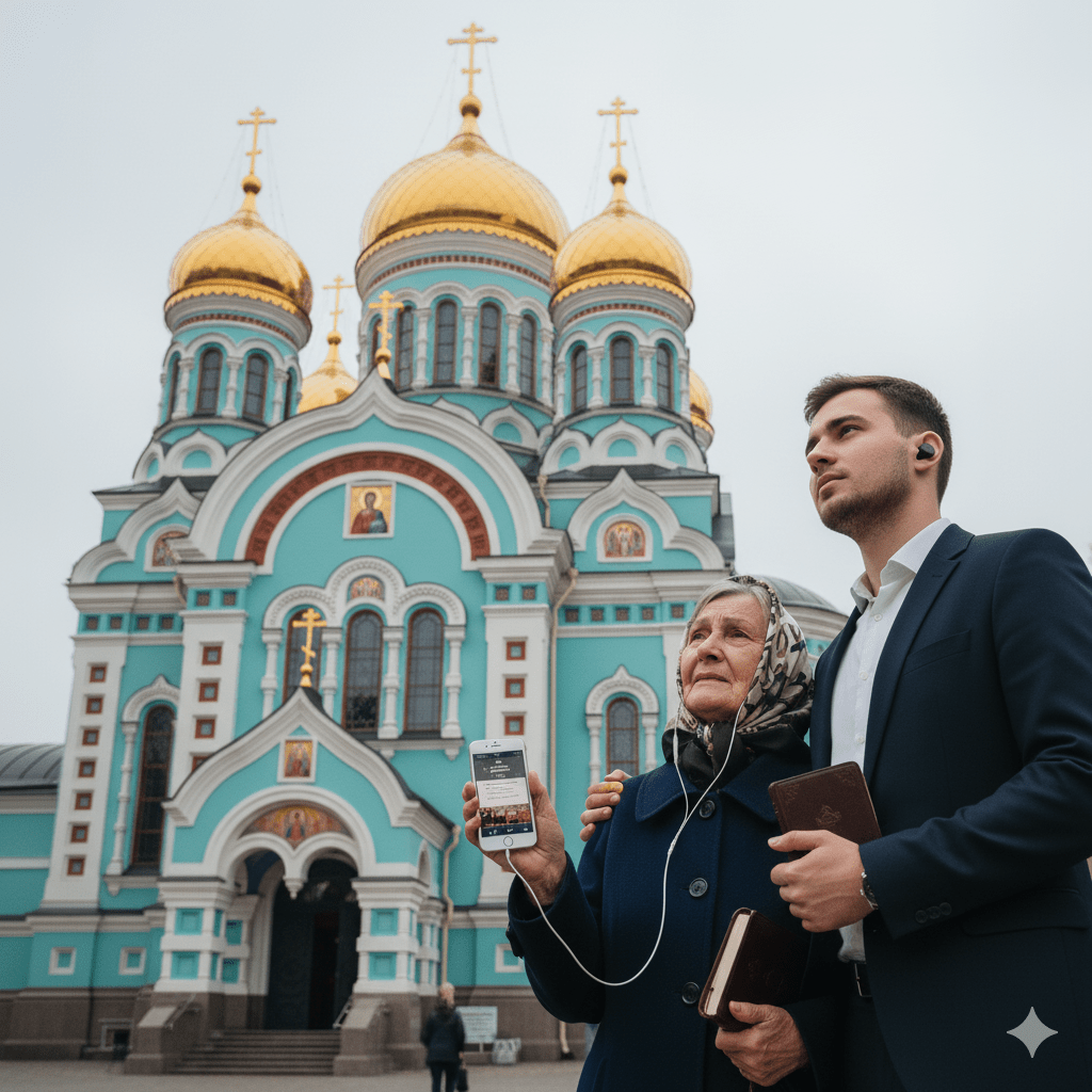 Riga Self-Guided Audio Tour by Uvamai Niche Tourism, featuring a smartphone displaying the tour app on a city background.