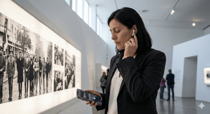 Santiago Self-Guided Audio Tour by Uvamai Niche Tourism, featuring a smartphone with tour app interface on a city background.
