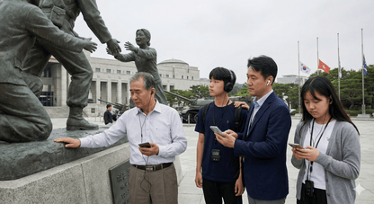 Seoul Self-Guided Audio Tour by Uvamai Niche Tourism, smartphone screen showing map and tour options for exploring Seoul.