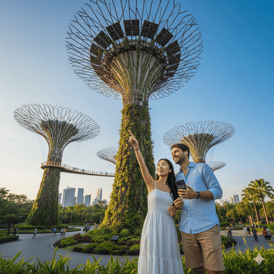 Self-guided audio tour device for Singapore by Uvamai Niche Tourism, featuring headphones and tour controls.