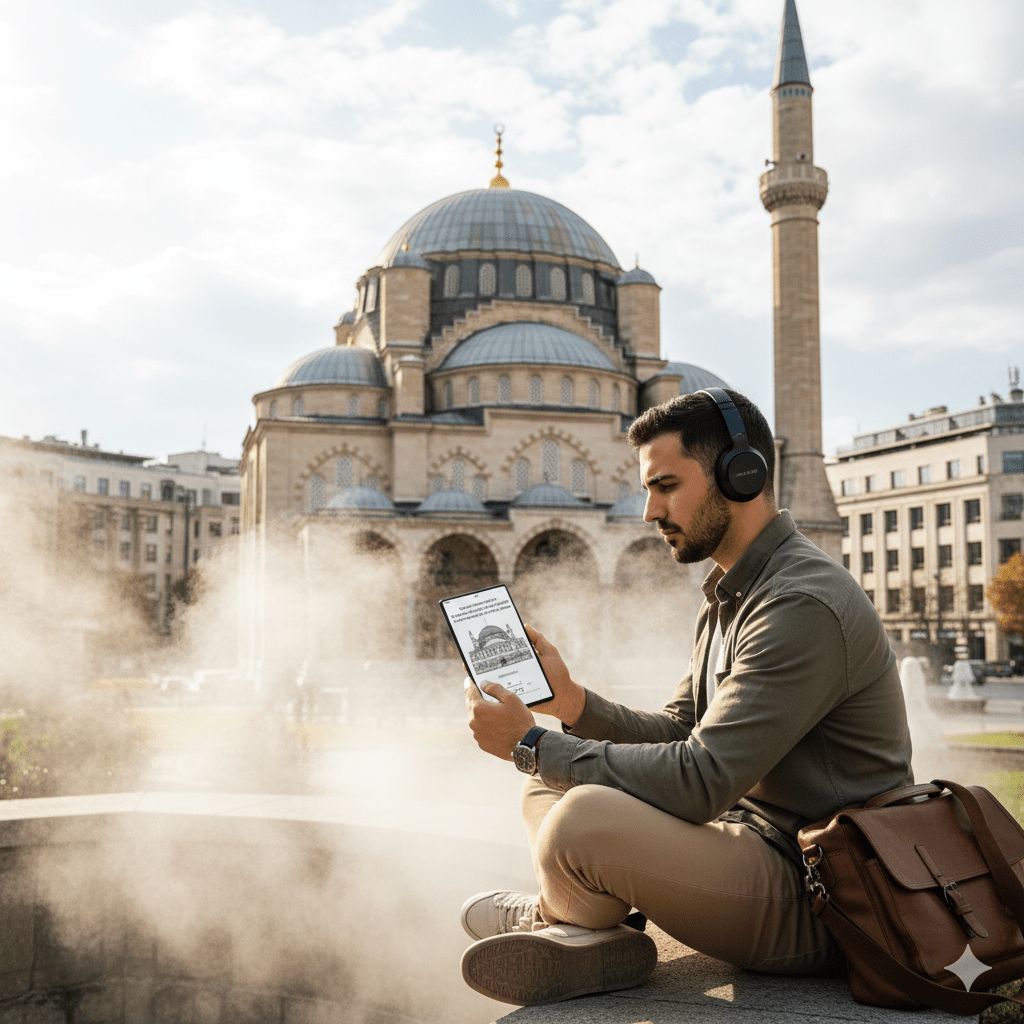 Sofia self-guided audio tour by Uvamai Niche Tourism, featuring map and audio device for exploring the city independently.