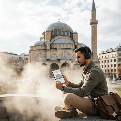 Sofia self-guided audio tour by Uvamai Niche Tourism, featuring map and audio device for exploring the city independently.