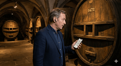 Self-guided audio tour for Strasbourg by Uvamai Niche Tourism, featuring historical landmarks and city sights on a portable device.