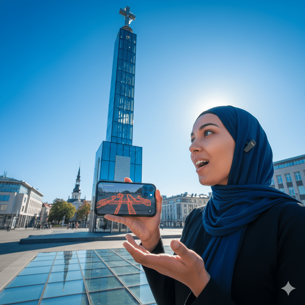Self-guided audio tour of Tallinn by Uvamai Niche Tourism, featuring map and audio device for exploring the city independently.