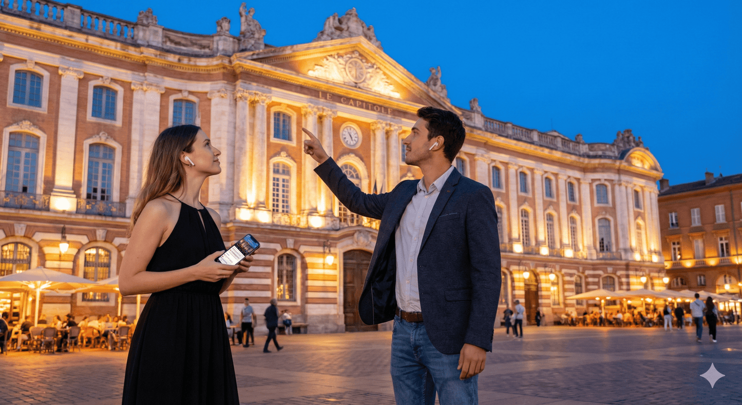 Self-guided audio tour of Toulouse by Uvamai Niche Tourism, featuring historic landmarks and city highlights.