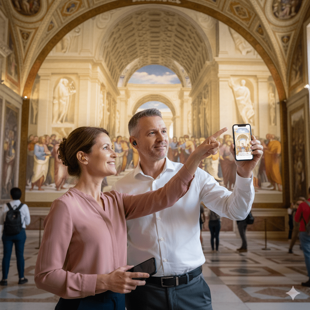 Vatican City Self-Guided Audio Tour by Uvamai Niche Tourism, featuring a portable audio guide device with Vatican landmarks.