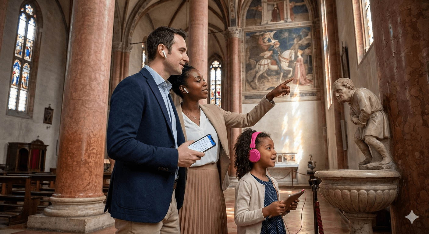 Verona Self-Guided Audio Tour by Uvamai Niche Tourism, audio device with tour guide content for exploring Verona's landmarks.