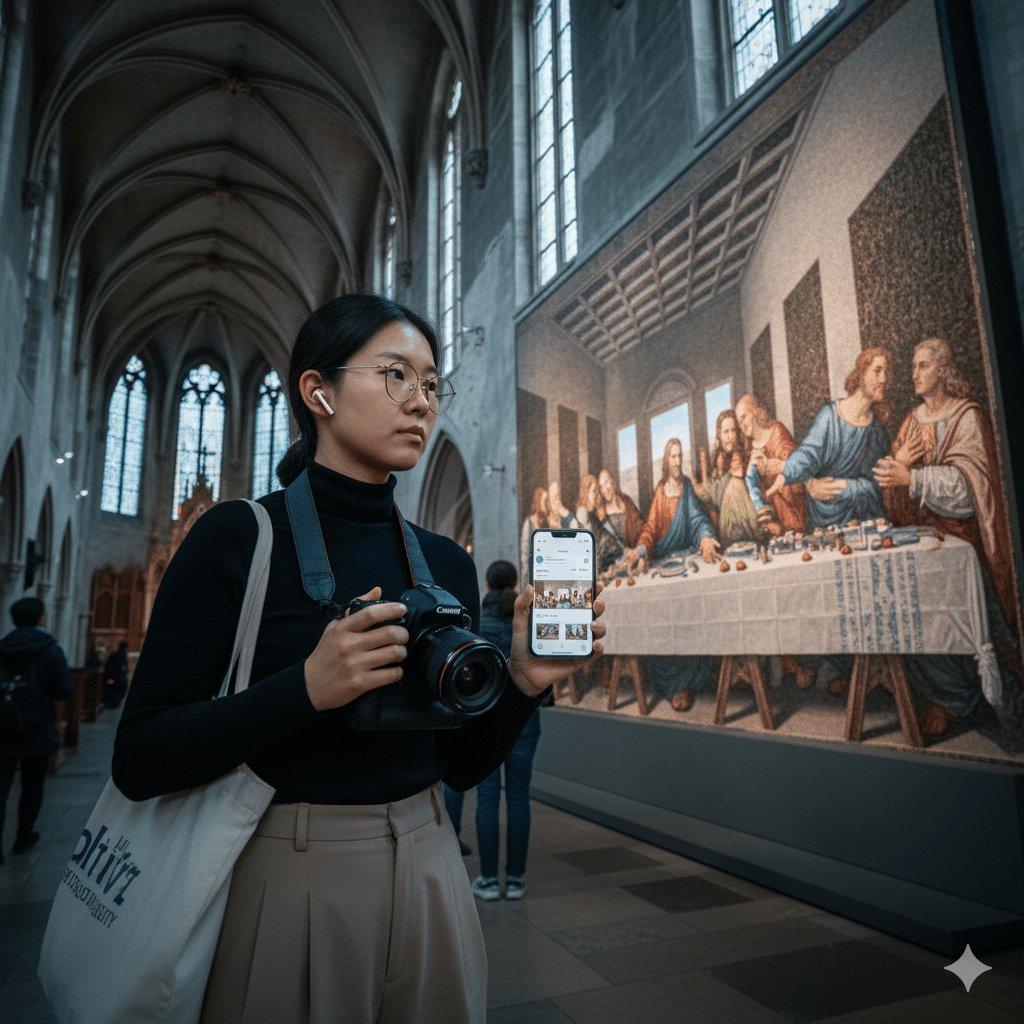 Self-guided Vienna audio tour by Uvamai Niche Tourism, featuring headphones and a smartphone displaying historical landmarks.