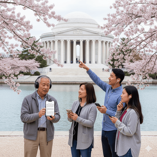 Self-guided audio tour for Washington DC by Uvamai Niche Tourism, featuring iconic landmarks and historic sites.