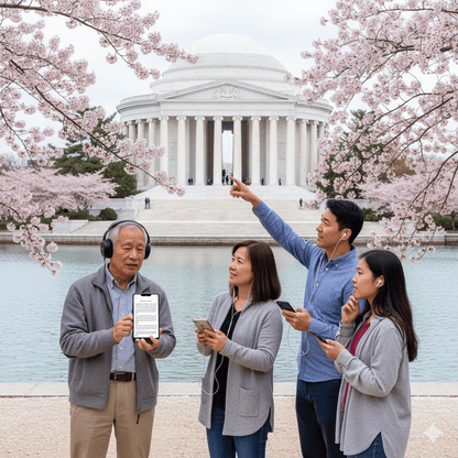 Self-guided audio tour for Washington DC by Uvamai Niche Tourism, featuring iconic landmarks and historic sites.